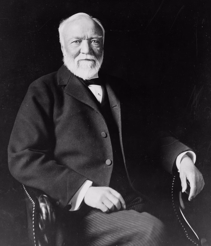 Andrew Carnegie seated for a portrait in 1913