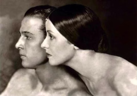 Rudolph Valentino and his second wife, Natacha Rambova, in a 1920s portrait